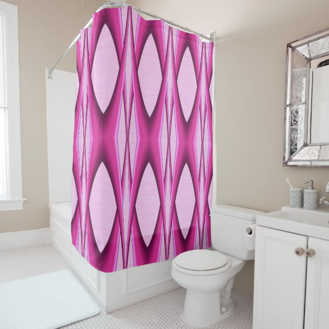 Unique Pink Pattern Shower Curtain (In Situ)