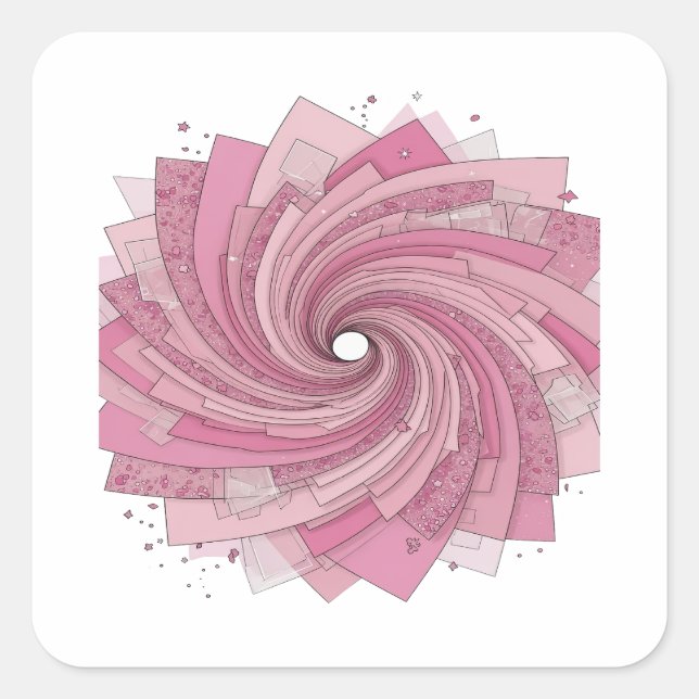 Unique Pink PINK SPIRAL Vinyl Style Square Sticker (Front)