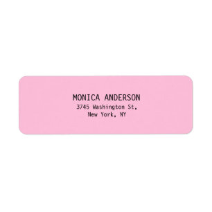 Unique Pink Plain Modern Return Address Label