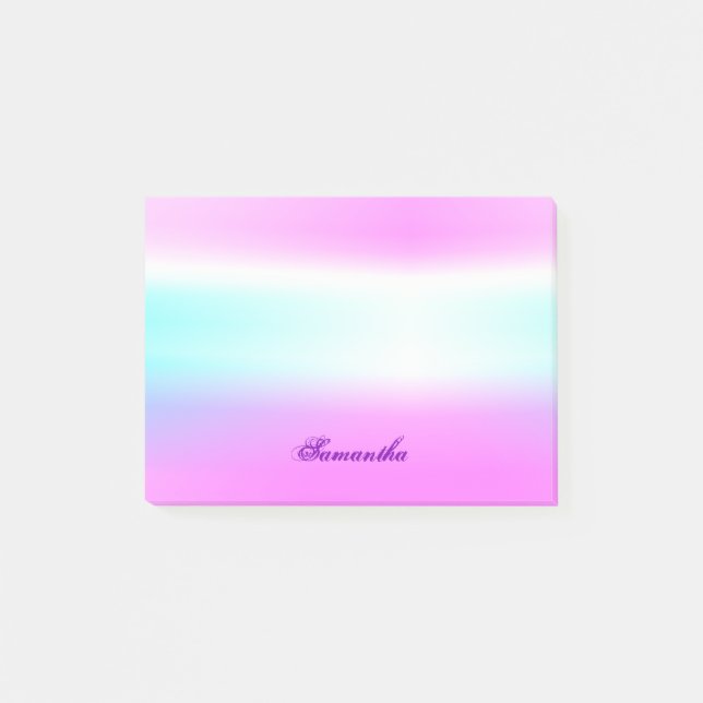 Unique Pink Purple Aesthetic Custom Name Coloured Post-it Notes (Front)