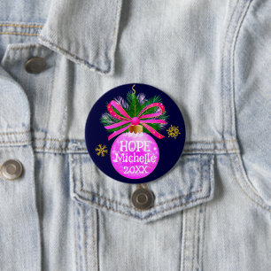 Unique Pink Ribbon Bauble 7.5 Cm Round Badge