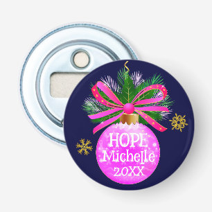 Unique Pink Ribbon Bauble Bottle Opener