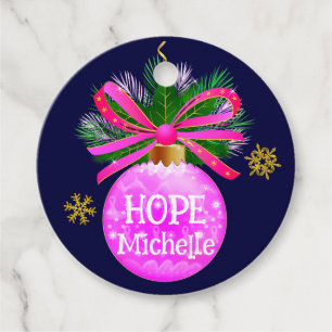 Unique Pink Ribbon Bauble Favour Tags