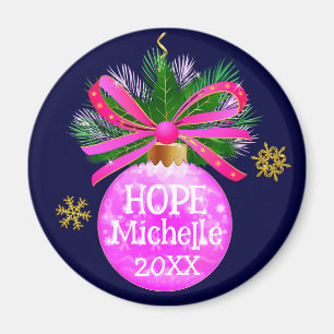 Unique Pink Ribbon Bauble Magnet