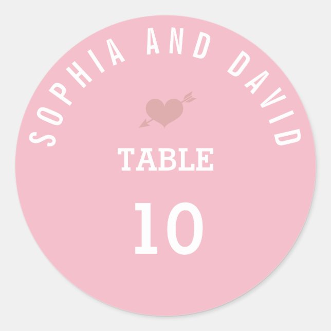 Unique Pink Round Table Number Classic Round Sticker (Front)