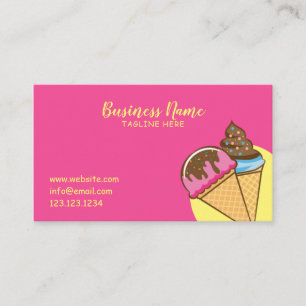 Unique Pink Sweet Ice Cream Cones Frosting Business Card