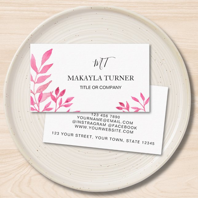 Unique Pink Watercolor  Business Card (Creator Uploaded)