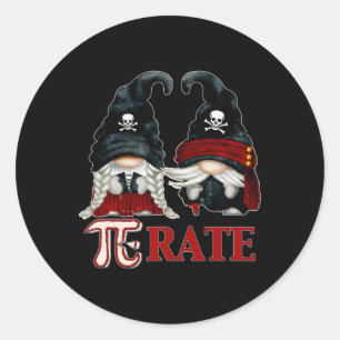 Unique Pirate Gnome And Funny Pi Day Symbol For Ma Classic Round Sticker