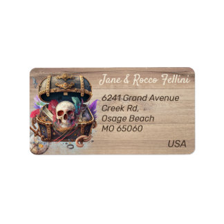 Unique pirate theme artsy custom address label