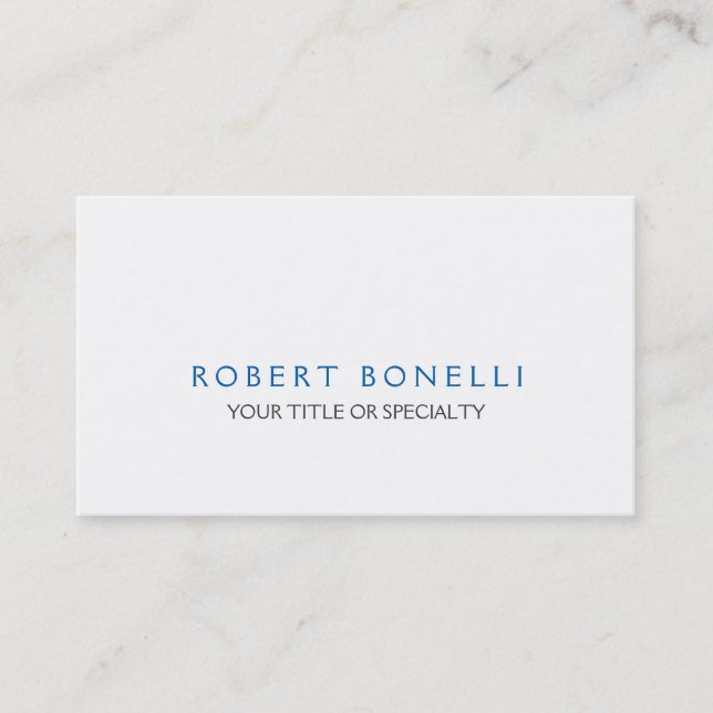 Unique Plain White Blue Business Card (Front)