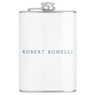Unique Plain White Blue Minimalist Modern Hip Flask