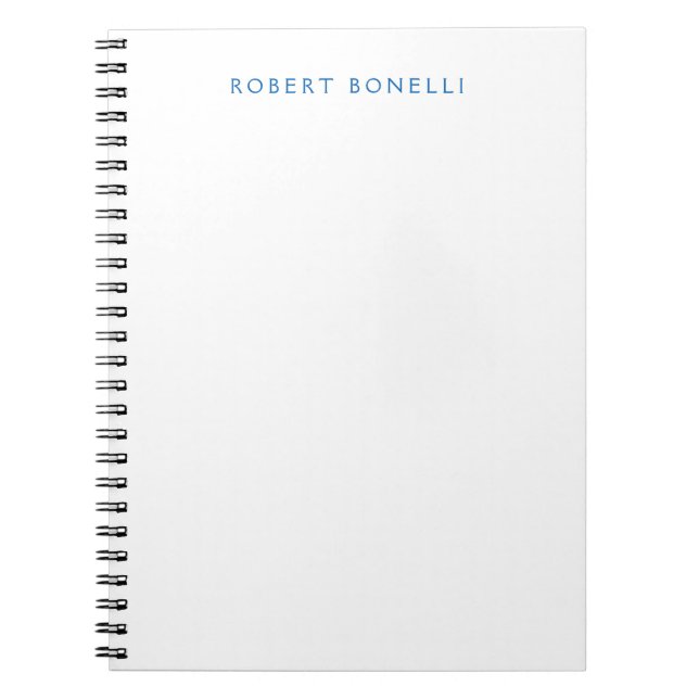 Unique Plain White Blue Minimalist Modern Notebook (Front)