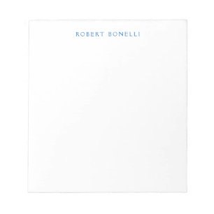 Unique Plain White Blue Minimalist Modern Notepad