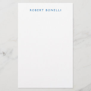 Unique Plain White Blue Minimalist Modern Stationery