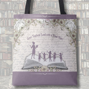 Unique Plum Purple Vintage Teacher Appreciation Tote Bag