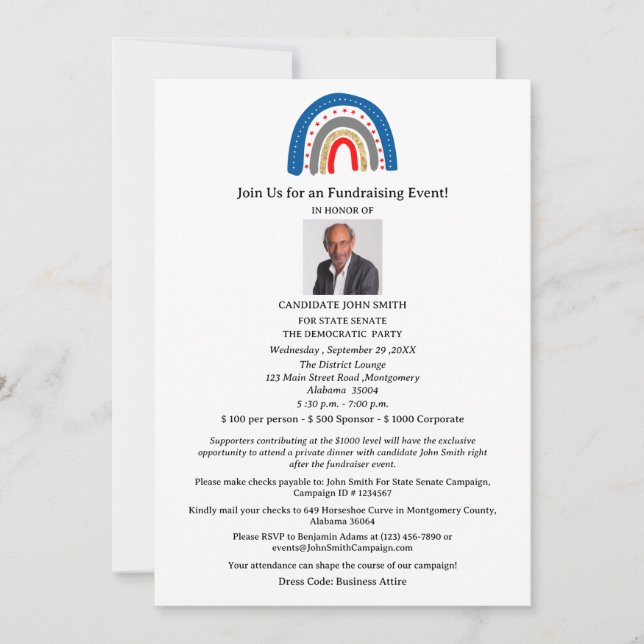 Unique Political Fundraiser Event Invitation (Front)