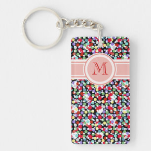 unique polka dots girly monogram key ring