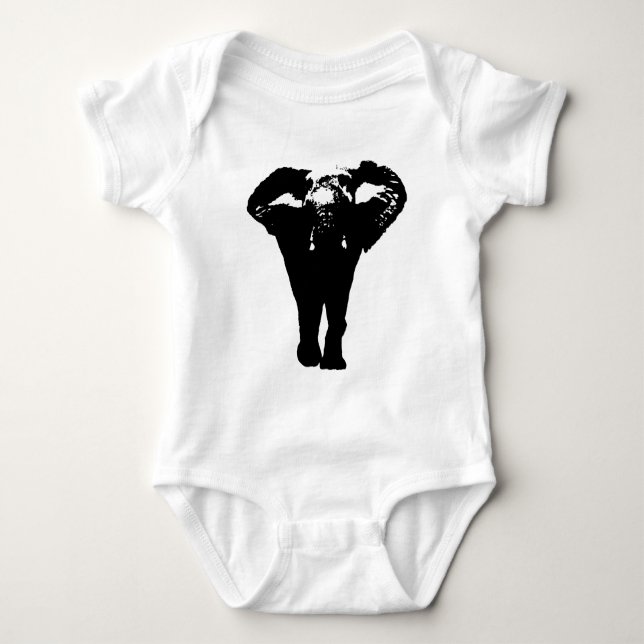 Unique Pop Art Elephant Baby Bodysuit (Front)