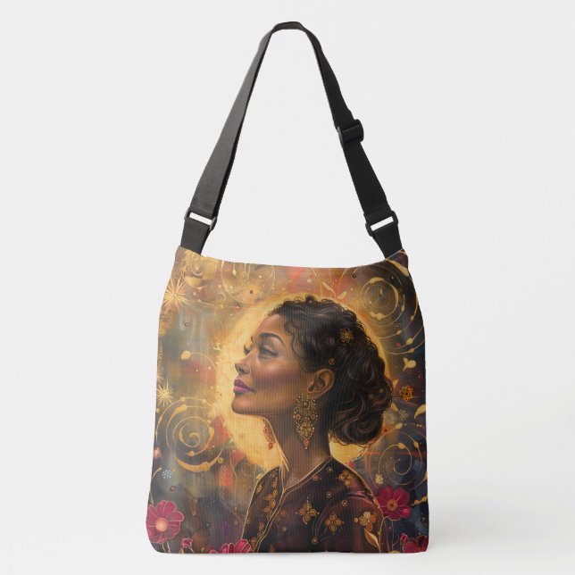 Unique Portrait of Strength and Elegance Crossbody Bag (Front)