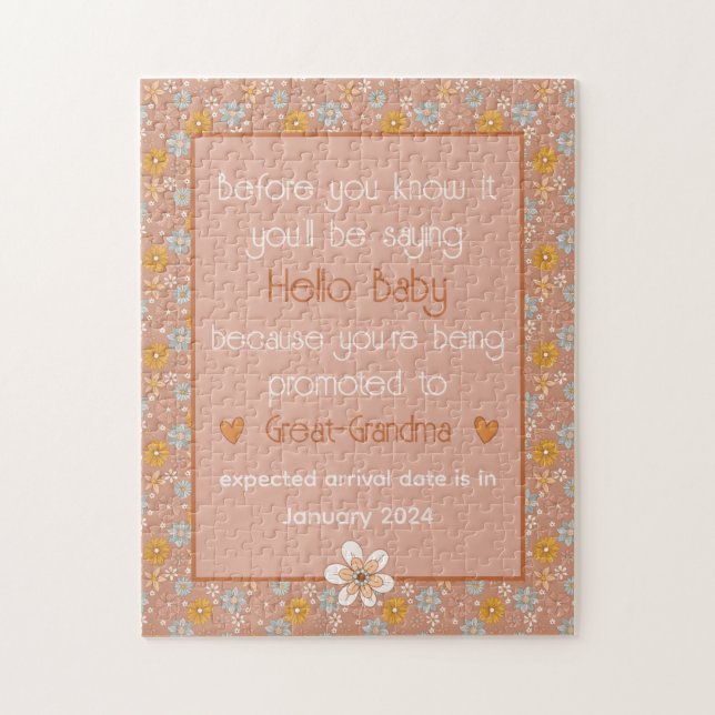 Unique Pregnancy Annoucement Gift Vintage Retro Jigsaw Puzzle (Vertical)