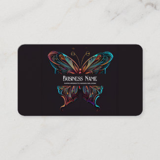 Unique Pretty Colourful Butterfly Black Business Card