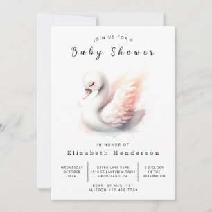Unique Printable Swan Baby Shower Invitation
