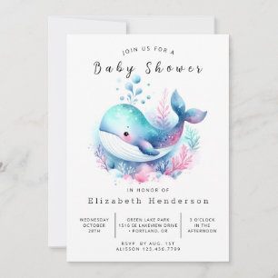 Unique Printable Whale Baby Shower Invitation