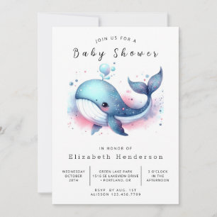 Unique Printable Whale Baby Shower Invitation