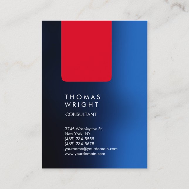Unique Professional Blue Red Modern Elegant Business Card (Front)
