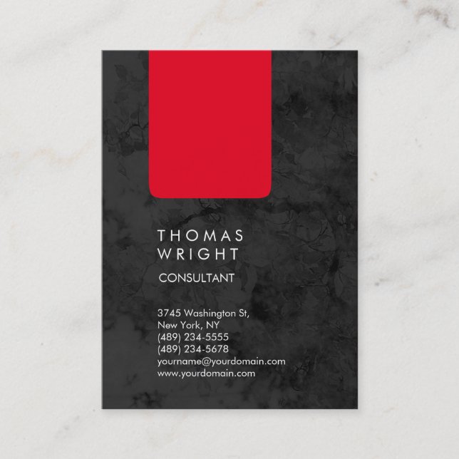 Unique Professional Grey Red Modern Elegant Business Card (Front)