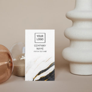 Unique Professional Marble Black & White Vertical Business Card