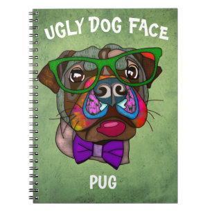 Unique Pug in Sunglasses ugly dog face Notebook
