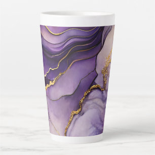 Unique Purple Alcohol Ink Large Ceramic Latte Mug