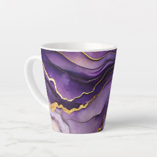 Unique Purple Alcohol Ink Small Ceramic Latte Mug