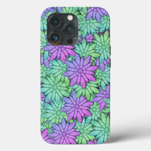Unique Purple and Green Flowers iPhone 13 Pro Case