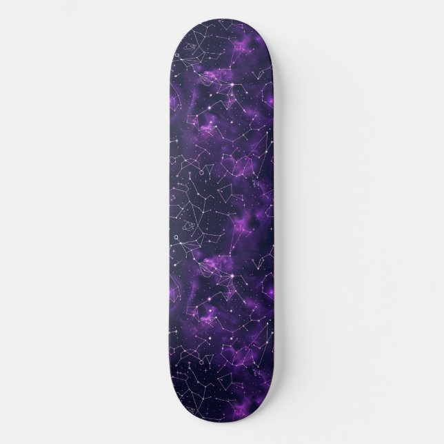 Unique Purple Astrology Design Skateboard (Front)