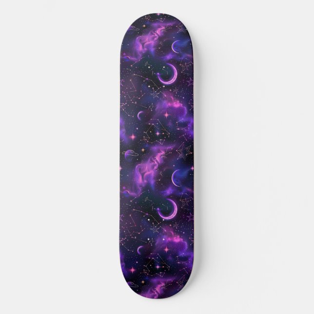 Unique Purple Astrology Design Skateboard (Front)