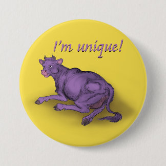 Unique! purple cow 7.5 cm round badge