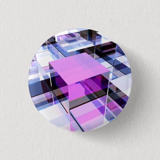 Unique purple cube 3 cm round badge (Front)