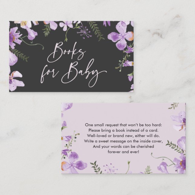 Unique Purple Floral Garden Books for Baby Card (Front/Back)