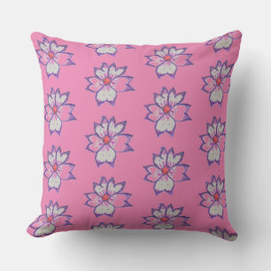 Unique purple flower with pink background cushion
