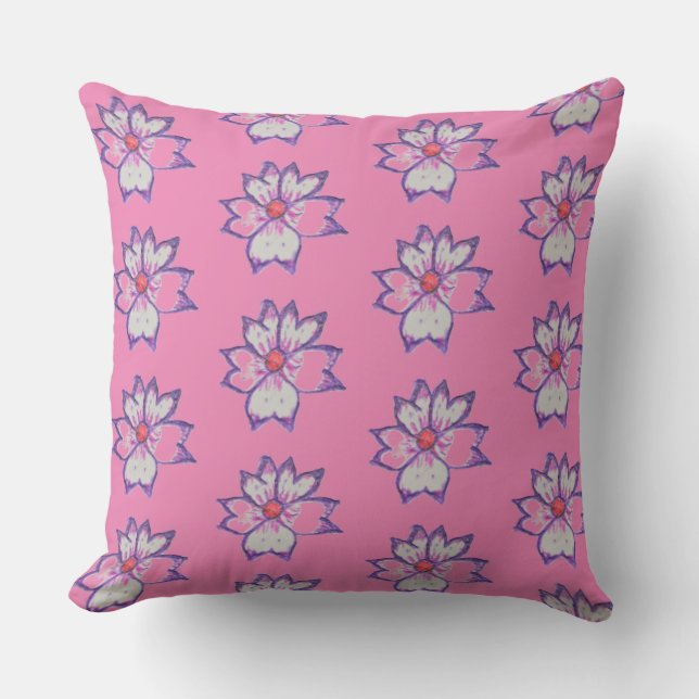 Unique purple flower with pink background cushion (Front)