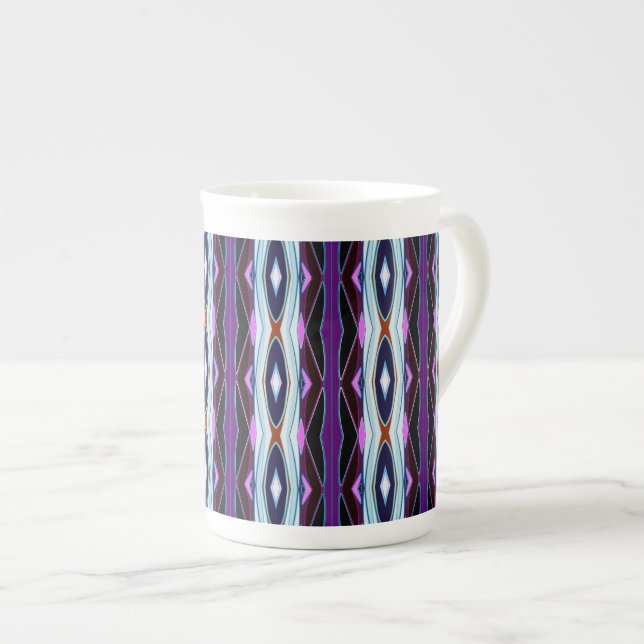 Unique Purple Pattern Bone China Mug (Front Right)