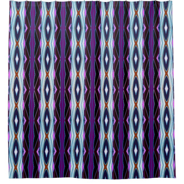 Unique Purple Pattern Shower Curtain (Front)