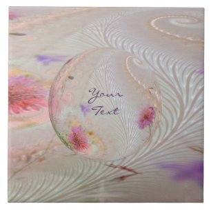 Unique Purple Pink Floral Ceramic Tile