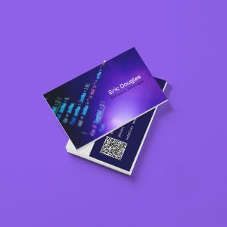 Unique Purple Software Tech Professional QR Code Business Card