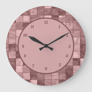 Unique Purple Tile Pattern Decorative  Large Clock