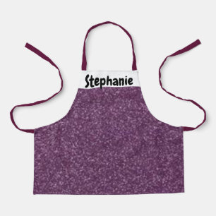 Unique Purple & White Sparkly Kids Custom Name Apron