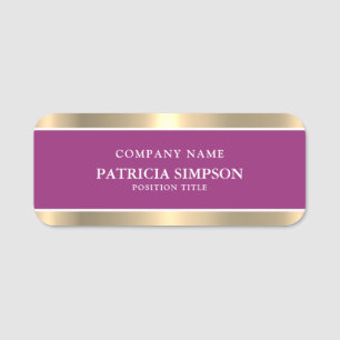 Unique Purple Wine And Gold: A Clean & Modern Look Name Tag