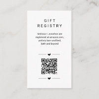 Unique QR Code Gift Registry Card Insert